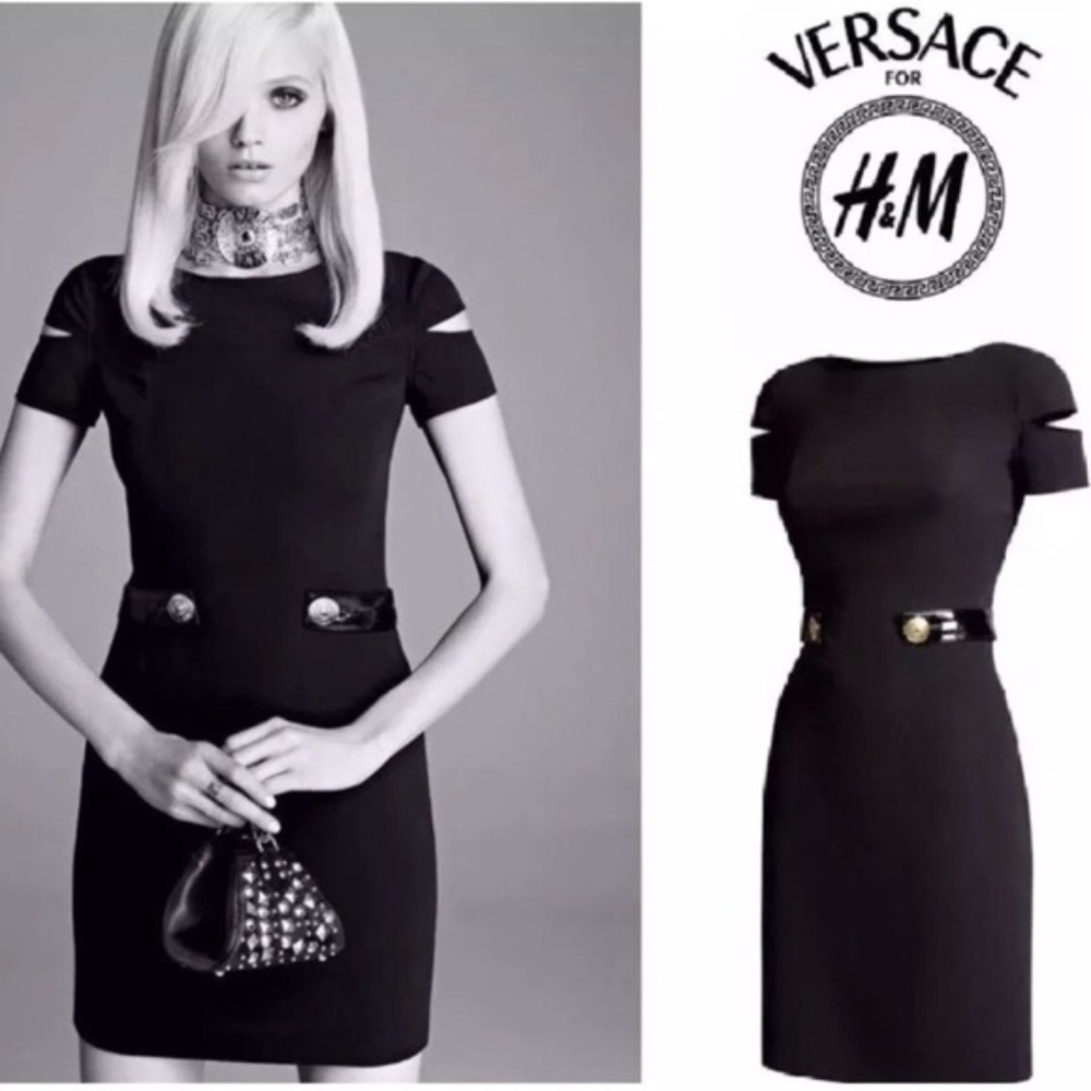 Versace for H&M Black Silk Belt Dress